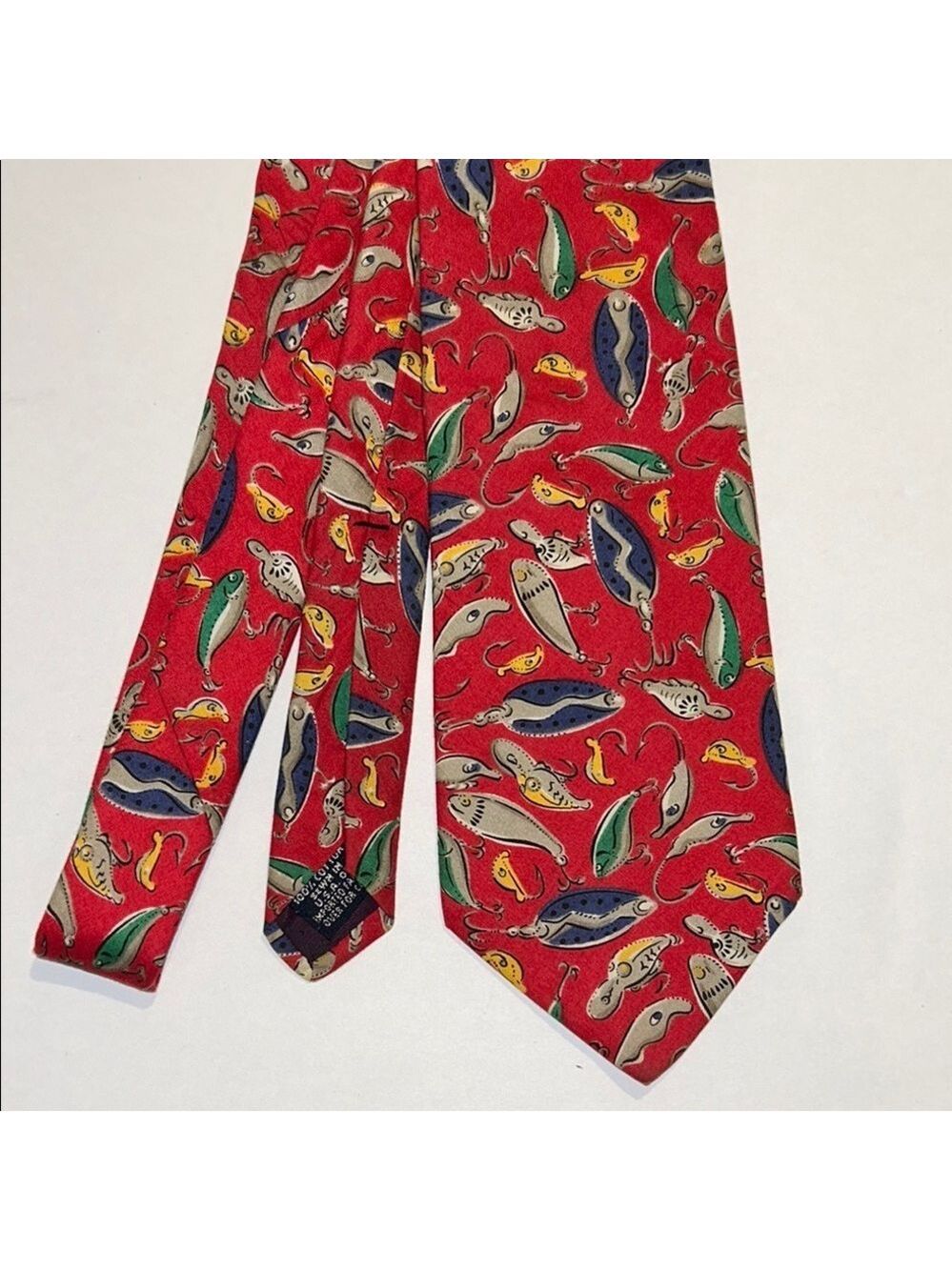 Lands’ End Colorful Fishing lure Pattern Tie.